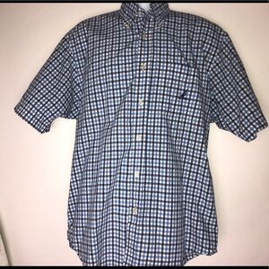 Nautica Blue Plaid Shirt Men's‎ Large